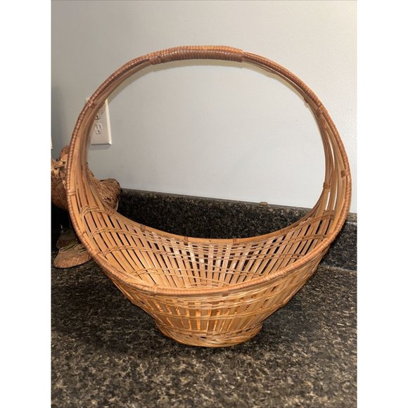 Fine Antique Fine Asian Basket Large Chinese Japanese Ikebana Woven Intricate - Picture 1 of 8